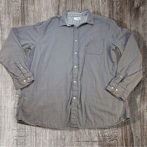 Sonoma Casual Super Soft Cotton Gray Button-Down Shirt w/ Plaid Lining Men’s XL
